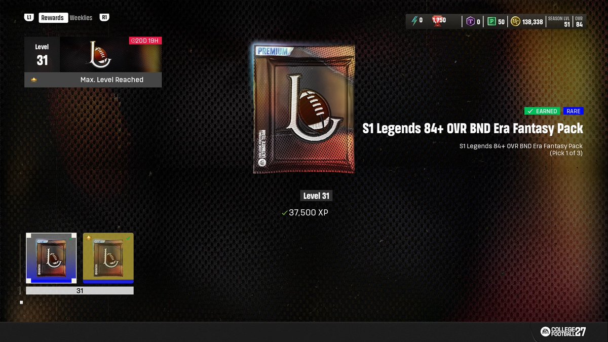 Idk8938503's tweet photo. @Zirksee the premium legends field pass is giving out a 83+ instead of the 84+ https://t.co/B7pqJZePXV
