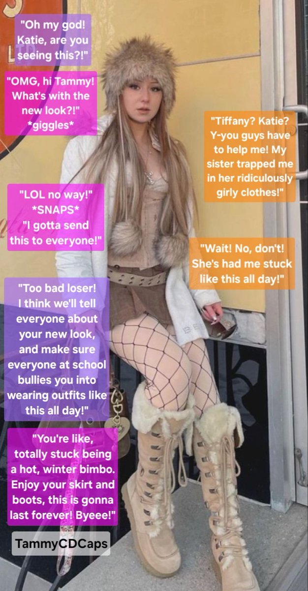 TammyLovisa101's tweet photo. #girly #beige #winter #bimbo #pretty #feminized #sissy #skirt #fishnets #boots #fur #cute #adorable #crossdressing #captions #outfit #blonde #beauty https://t.co/HY5ce89GUK