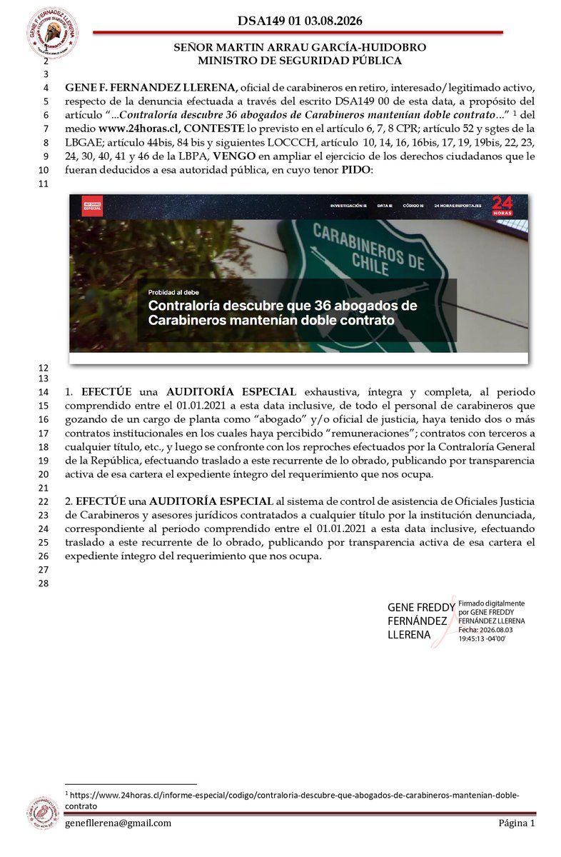 gene_llerena's tweet photo. COMPARTO solicitud AUDITORÍA ESPECIAL a @martinarrau en su cargo de ministro seg pub (art. 44bis/84bis 18961) por los "dobles sueldos" de oficiales de justicia, ¿una práctica encubierta tendiente a esquilmar al FISCO por "asesores jurídicos"? https://t.co/j8h4z44cIW
