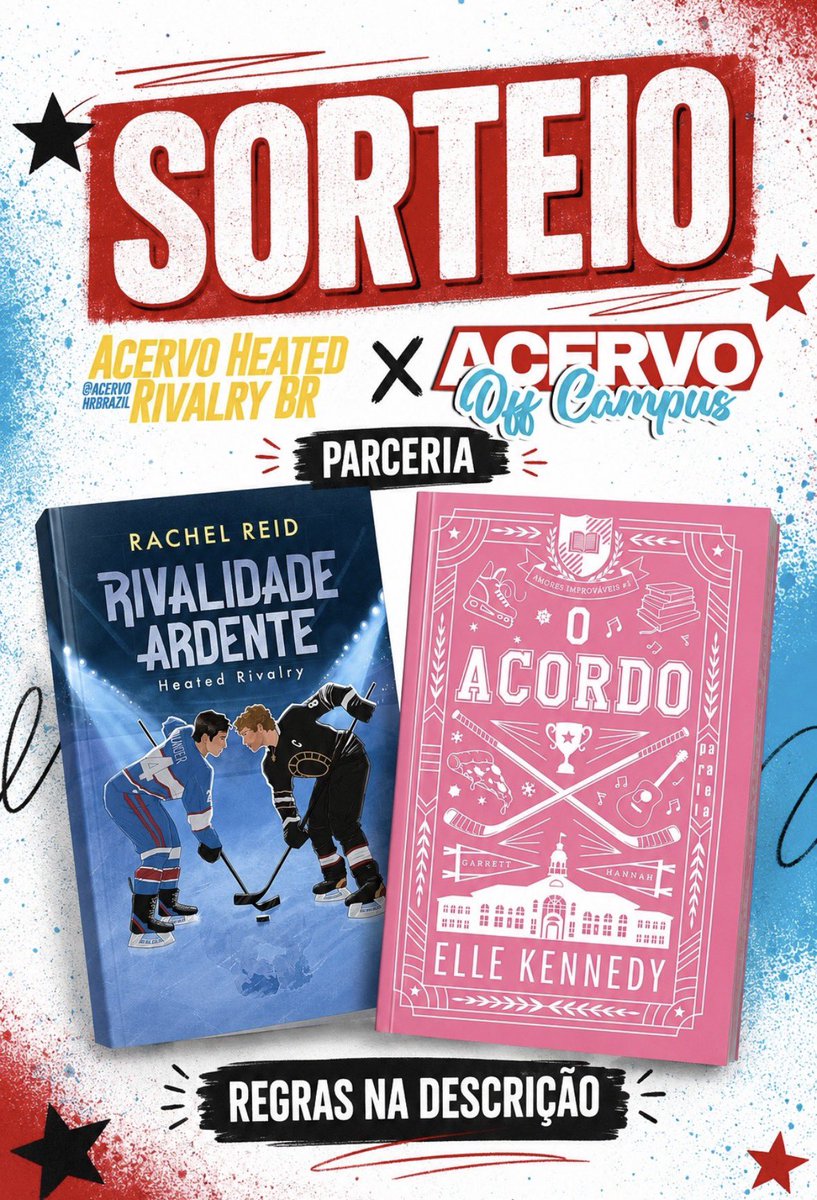 offcampusacervo's tweet photo. ATENÇÃO, SORTEIO 📚✨️

Para comemorar o sucesso das adaptações de Rivalidade Ardente e Off Campus, o Acervo Off Campus e o Acervo Heated Rivalry se uniram para presentear um fã! 💛

Vamos sortear 01 (um) livro, e o vencedor poderá escolher entre:
🏒 Rivalidade Ardente
🏒 O Acordo

📌 Para participar é simples:
1️⃣ Seguir @offcampusacervo
2️⃣ Seguir @acervohrbrazil
3️⃣ Dar RT neste post
4️⃣ Marcar 01 amigo nos comentários

💬 Cada comentário marcando 1 amigo diferente conta como uma participação. Você pode comentar quantas vezes quiser, desde que marque pessoas diferentes

📅 O sorteio acontece no dia 26/08, e o resultado será divulgado pelos perfis do Acervo Heated Rivalry e do Acervo Off Campus

🍀 Boa sorte a todos!