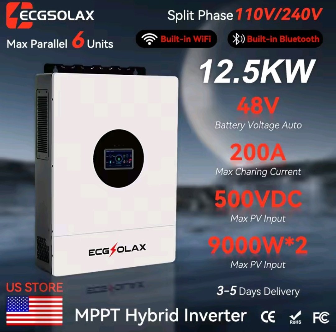 Ahm3dHub's tweet photo. 12.5KW Hybrid Solar Inverter 48V 110V 240V Split Phase Inverter With MPPT 200A Solar Charger Max PV 500VDC

🏪 Get Now: 
https://t.co/oNaLa4cNeD

#HybridInverter ⚡ | #SolarInverter ☀️ | #MPPT 🌞 | #PureSineWave 🔋 | #48VSystem 🔌 https://t.co/NLOiTS6L5x