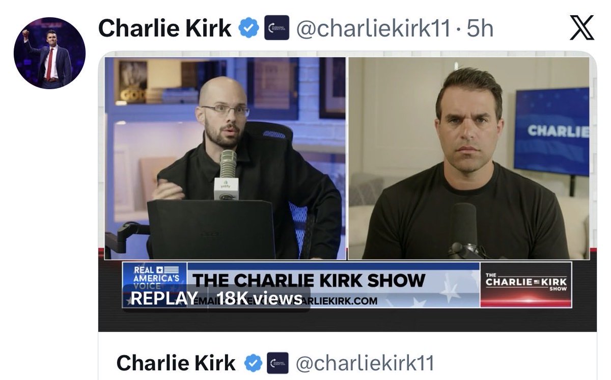 LegendaryEnergy's tweet photo. If you want to honor Charlie Kirk’s legacy, you could chop up thousands of Charlie clips &amp; post one every day for years.

Hijacking his personal brand to try &amp; make yourselves stars on his social media pages is not keeping Charlie Kirk’s work alive.

It’s denigrating his brand. https://t.co/jhWS0WCwPI
