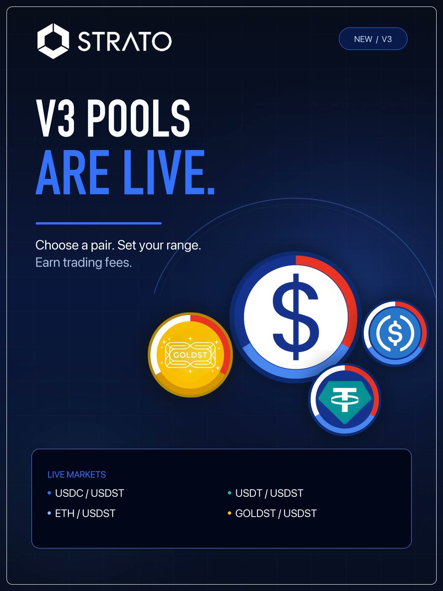 @​everyone v3 pools are now live on STRATO ⚡️ Liquidity can 