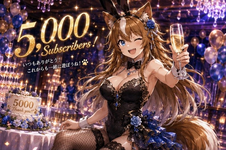 satanadayo's tweet photo. 🎉チャンネル登録者5,000人達成しました！🎉

いつも動画や配信を見てくださっている皆さま、本当にありがとうございます！！✨

#さたなの遊び場 #YouTube 
#チャンネル登録者5000人
#aiart https://t.co/A1oYYXhy59