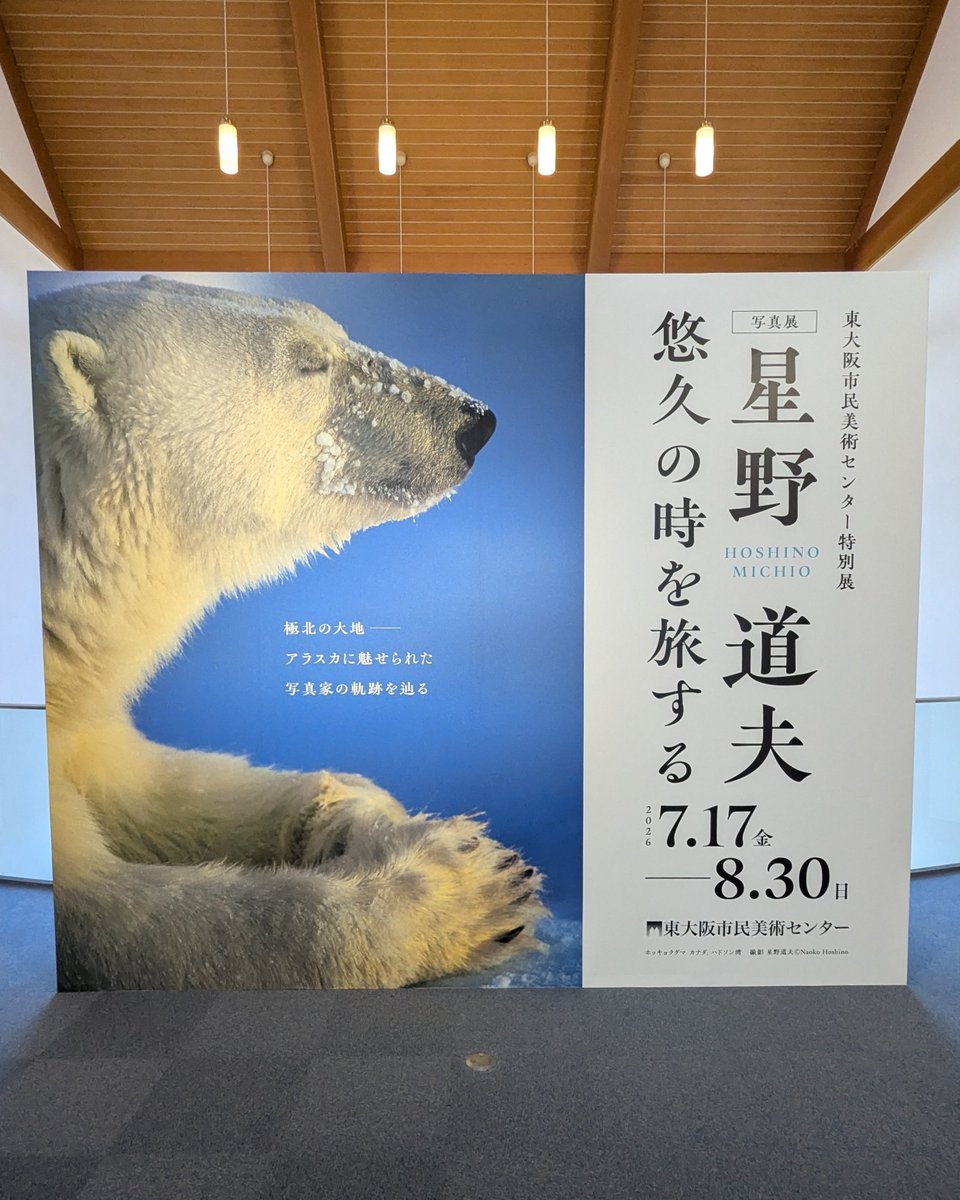 museum_mania7's tweet photo. 🏔️アラスカの大自然を撮り続けた写真家・星野道夫。
🖼️東大阪市民美術センターで展覧会が開催中です。
❄️北の大地の美しい風景と野生動物の写真は、暑い夏にぴったり。涼しい美術館でアラスカの空気を感じてみませんか？
#東大阪市民美術センター
#悠久の時を旅する
#星野道夫
#美術館巡り https://t.co/tlVYZdkUOe