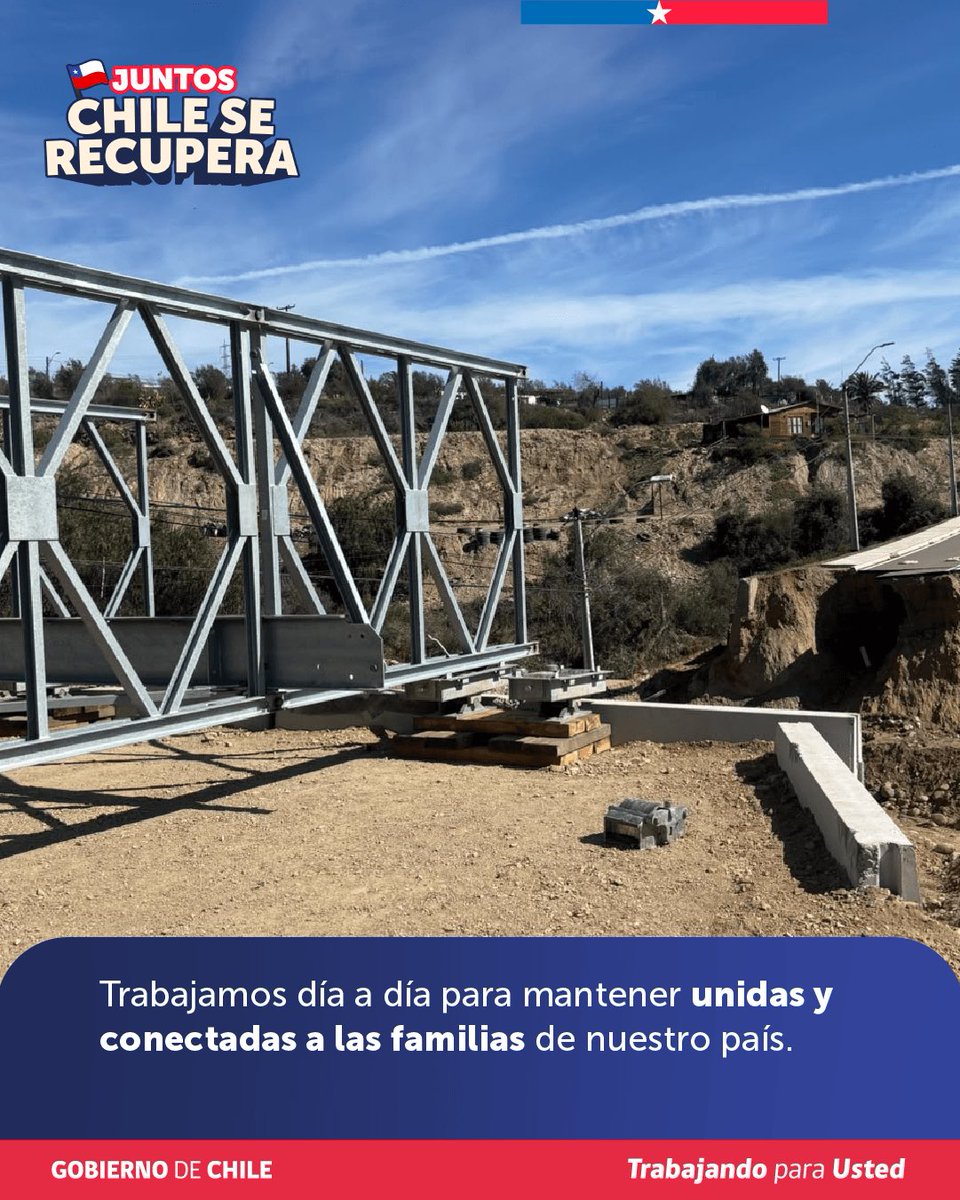 mop_chile's tweet photo. 📍Freirina: Puente mecano para Quebrada Alarcón.

Avanzan las obras previas para el armado e instalación del puente mecano en la Quebrada Alarcón. En este momento, estamos en la etapa de preparación de la infraestructura que permitirá recuperar la conectividad del sector. https://t.co/o46FLl5R1D