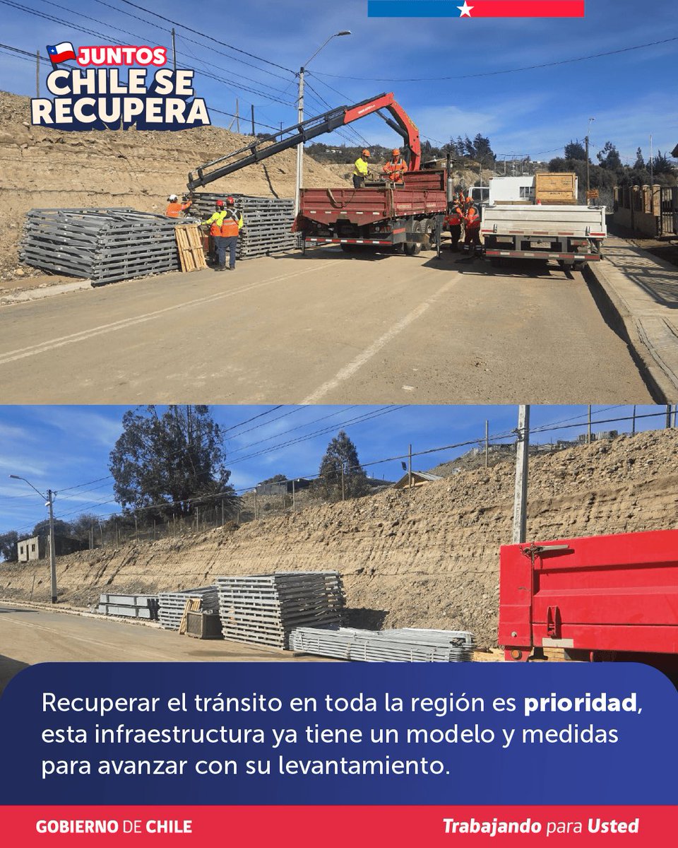 mop_chile's tweet photo. 📍Freirina: Puente mecano para Quebrada Alarcón.

Avanzan las obras previas para el armado e instalación del puente mecano en la Quebrada Alarcón. En este momento, estamos en la etapa de preparación de la infraestructura que permitirá recuperar la conectividad del sector. https://t.co/o46FLl5R1D