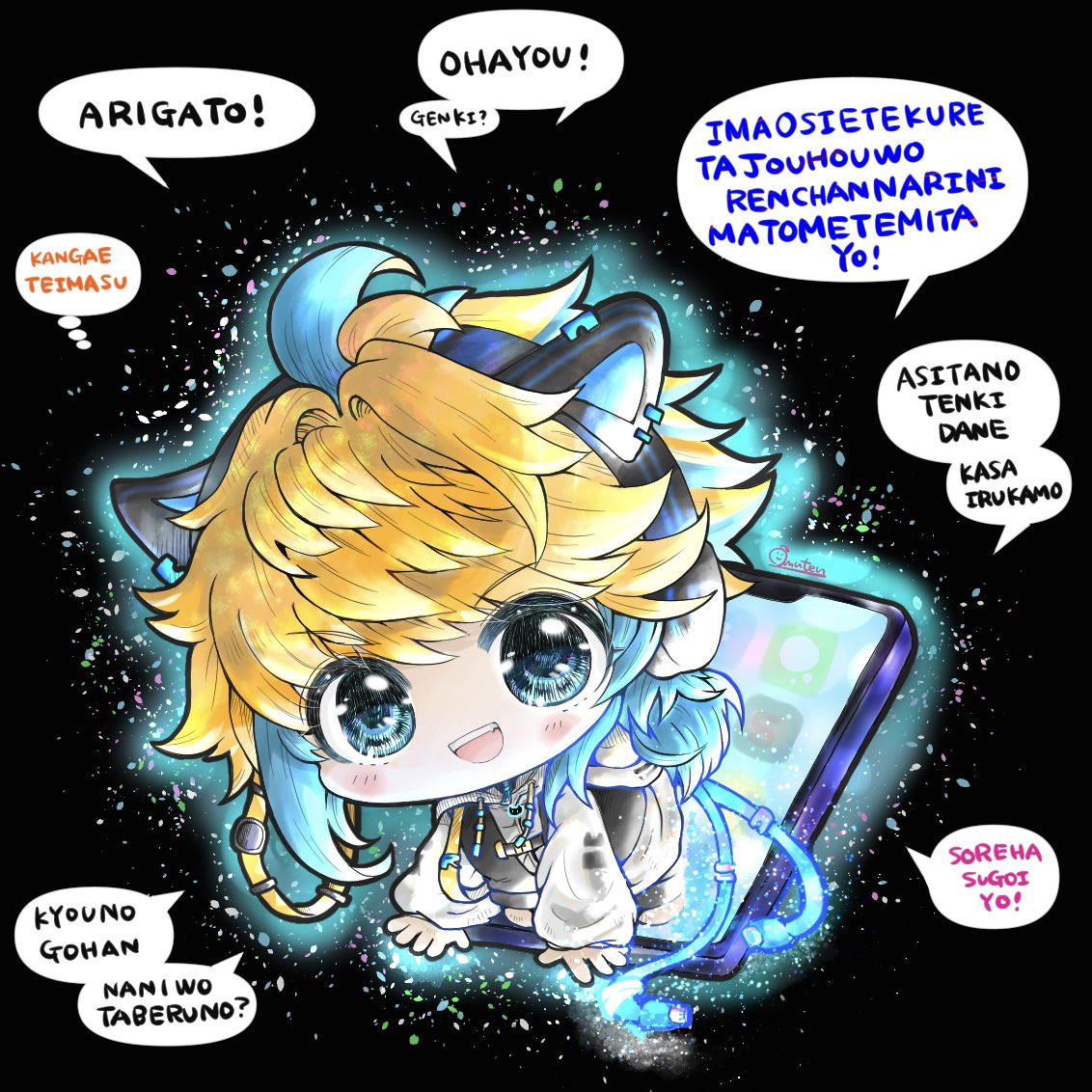 kaikochanexit's tweet photo. スマホから出てきて話しかけてくれる、
うちのchatGPT📱
 #手描きイラスト #クリスタ https://t.co/gOCwLz5XTI