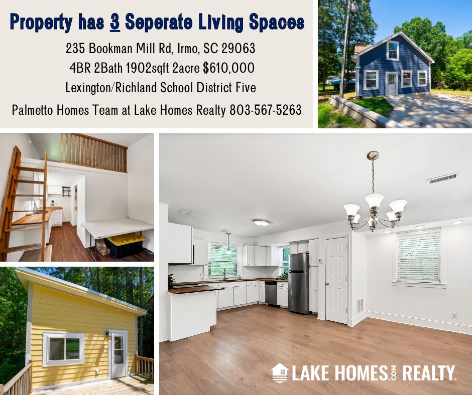 MichaelMurphyRE's tweet photo. Rare 3-in-1 private retreat in desirable Irmo! 🏡 2 secluded acres, award-winning schools. Enjoy country living w/ city convenience.
✨ Main: 4 beds, 3 baths
✨ Guest: 2 beds, 1.5 bath
✨ Bunk House w/ bath &amp; kitchenette.
https://t.co/3nlCNXhZU4 https://t.co/Epf5eoFvBK