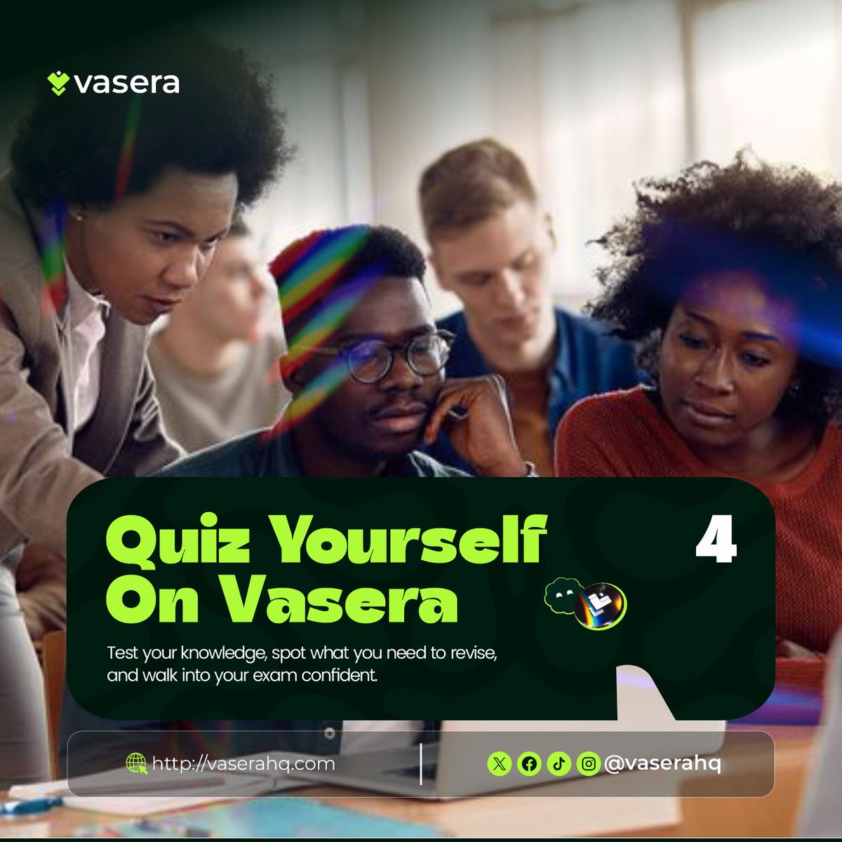VaseraHq's tweet photo. It’s exam szn! 📚

To every student writing exams, especially our finalists: you’ve got this! 💚

If you don’t understand a course, don’t cheat. Use Vasera to practice, learn, and build confidence before exam day.

Good luck, and finish strong! 🎓 #ExamSzn #VaseraHQ #Finalists https://t.co/Ly0WFZcLf1