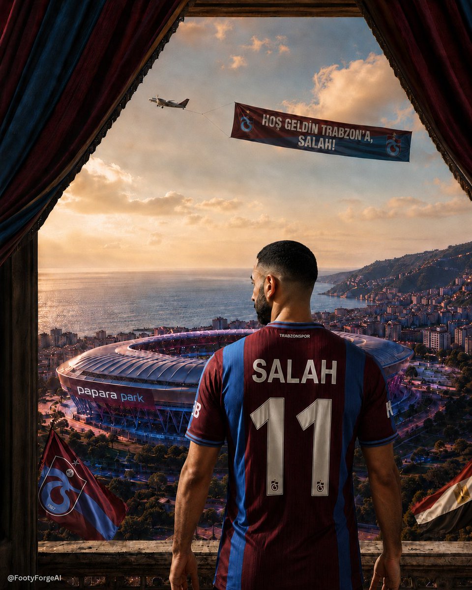 FootyForgeAI's tweet photo. GUTI, ROBERTO CARLOS, DROGBA, SNEIJDER… AMA BELKİ DE BÖYLESİ GELMEDİ.

MOHAMED SALAH TRABZONSPOR’DA. 🔥

TRABZON’DA ARTIK HİÇBİR ŞEY ESKİSİ GİBİ OLMAYACAK. ✈️🔥

Mo Salah, 11 numaralı Trabzonspor formasıyla Papara Park’a bakıyor…
Bu görüntü hâlâ gerçek dışı geliyor.
Sizce Salah transferi, Süper Lig tarihinin en büyük transferi mi? 👀🔴🔵

𝘍𝘢𝘯-𝘮𝘢𝘥𝘦 ç𝘢𝘭ış𝘮𝘢𝘥ı𝘳, 𝘳𝘦𝘴𝘮î 𝘥𝘦ğ𝘪𝘭𝘥𝘪𝘳.
#Trabzonspor #Salah #MohamedSalah #FanMade #Trabzon #MoSalah #TSClub