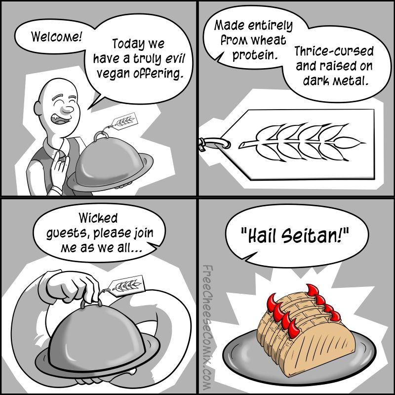 CJ_Cusack's tweet photo. Evil Vegan Offering - https://t.co/fRqfzZJd95 
#cartoon #comic #funny #webcomic #update 
#Pun #YesImLazy https://t.co/u6CdPQ4FWR
