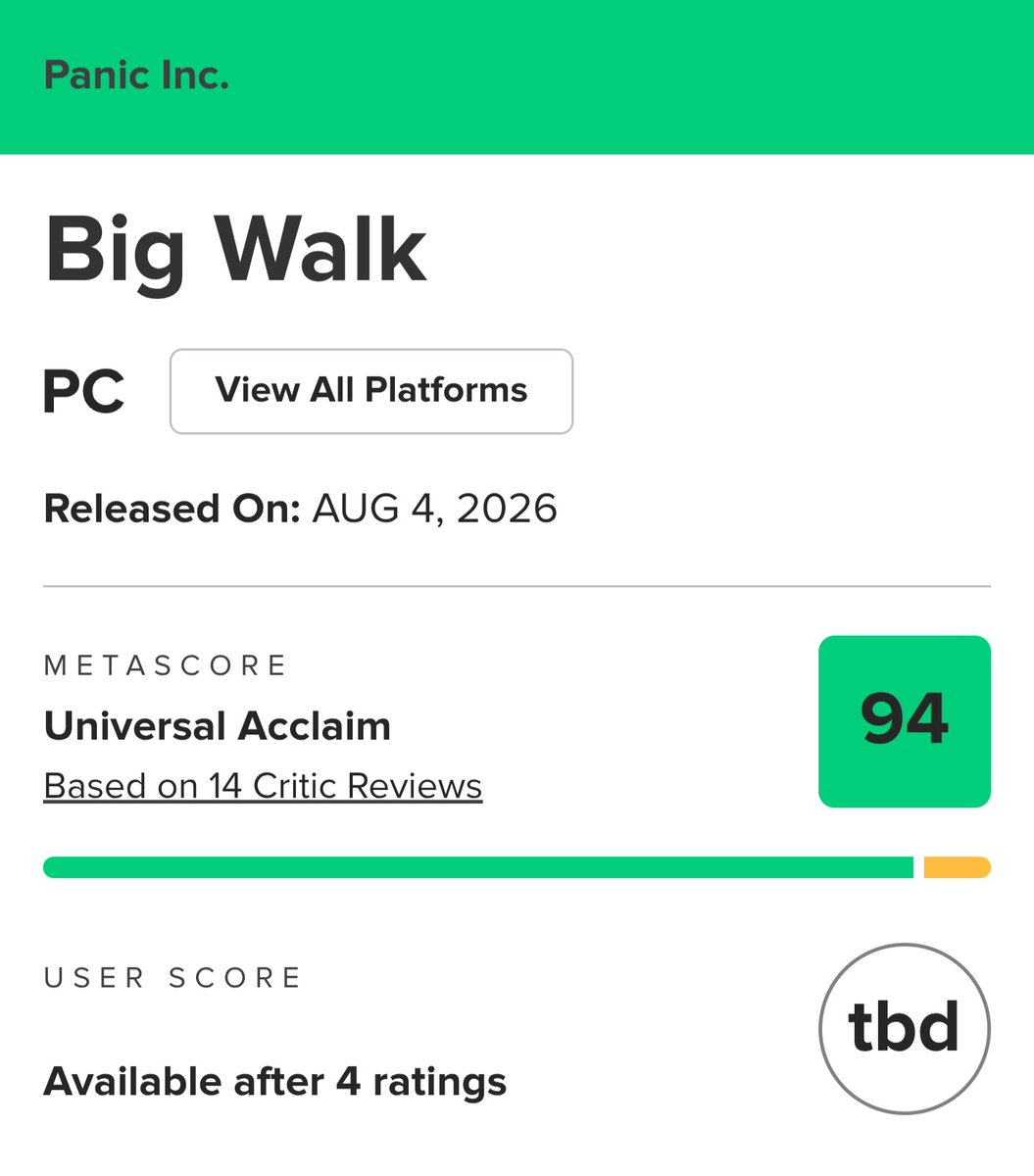 Okami13_'s tweet photo. Big Walk is currently the highest rated game of 2026.

A new co-op game from the creators of Untitled Goose Game.

Out now on PS5, PC, Switch 2, and as a PS+ monthly game. https://t.co/tMrIJTO3v2