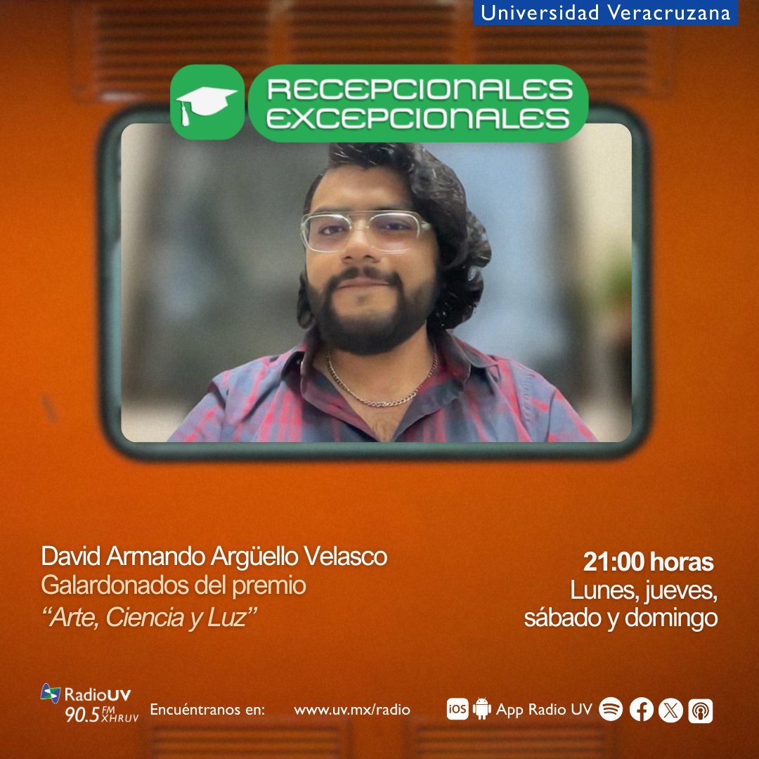 RadioUV's tweet photo. #ExcepcionalesRecepcionales.🎓🎙️

David Argüello, uno de los ganadores del Premio "Arte, Ciencia y Luz" 2025 por su investigación sobre la ansiedad en la menopausia quirúrgica. ¡No te pierdas su testimonio!

📻 Hoy a las 21:00 h | 90.5 FM 
🎧 Escúchalo en: https://t.co/zOxVsfb8LV https://t.co/PQLuB6GtGD