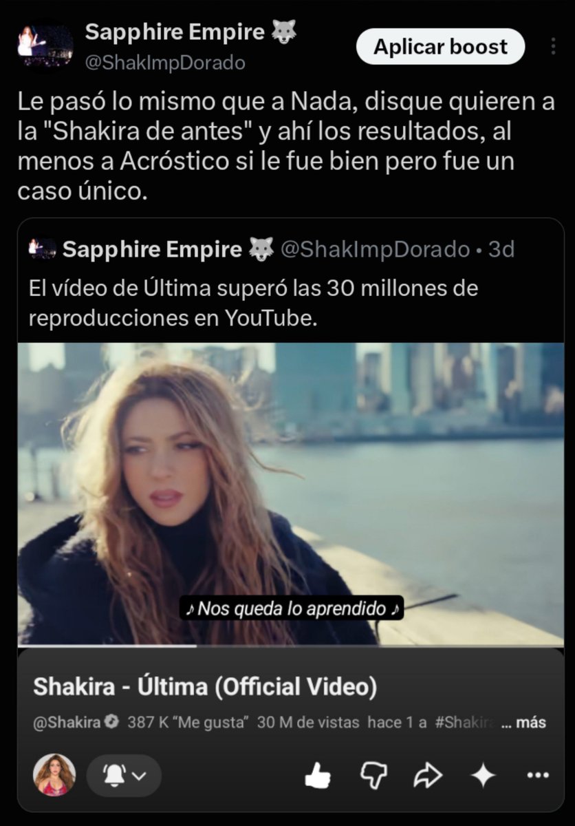 ShakImpDorado's tweet photo. La verdad, Nada o Última no le piden nada a las baladas de Pies Descalzos o Dónde Están Los Ladrones, en realidad, la gente no extraña a la "Shakira de antes", extranan la época y la edad que ellos tenían cuando salieron esos discos. https://t.co/5DafYKME79