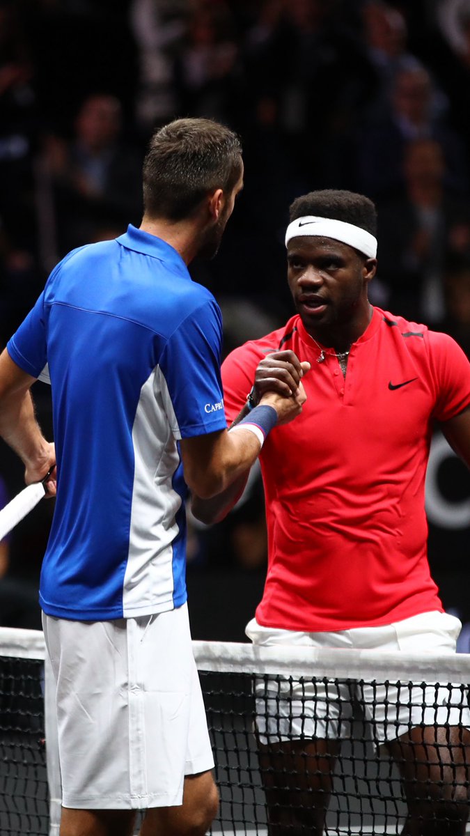 LaverCup's tweet photo. A look back on the first ever Laver Cup match in 2017 in Prague. Tonight a rematch, as Marin Cilic and Frances Tifaoe go head to head at the Canadian Open. 

Relive the match highlights here ➡️ https://t.co/28tGGG8W6h https://t.co/H83HcFPftz