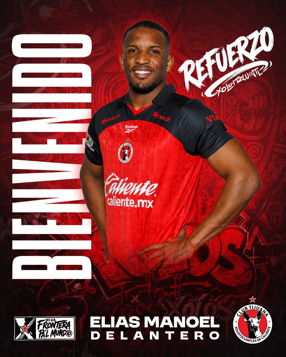 Xolos's tweet photo. ¡Bienvenido a la Jauría, Elias Manoel! 🇧🇷🐕

Potencia, rapidez y dinamismo para nuestro ataque. El delantero brasileño llega del fútbol europeo listo para defender la frontera. 🔴⚫

#DeLaFronteraPalMundo | 📝: https://t.co/41vVx1wXNU https://t.co/HSRRAX7NQI