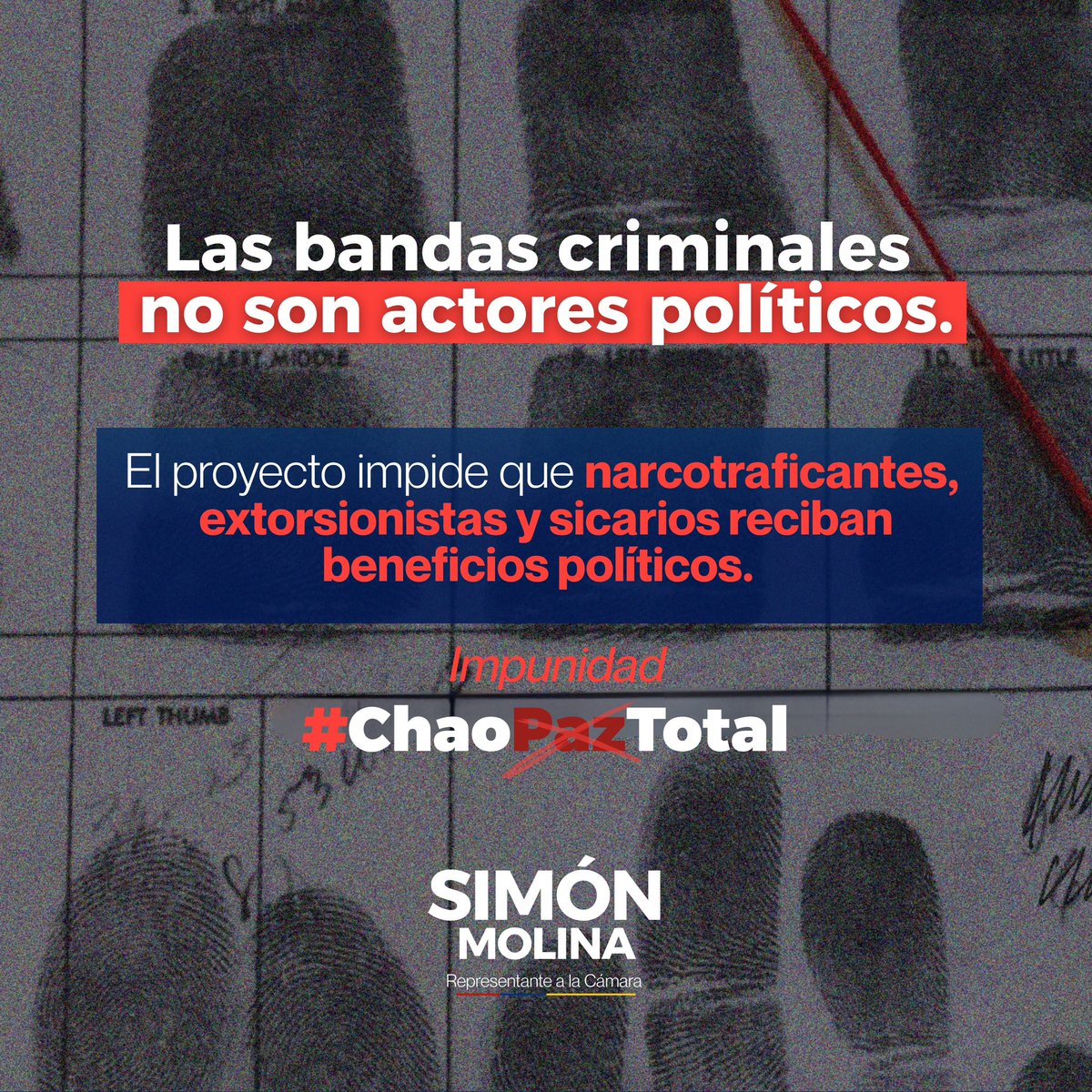 simonmolinag's tweet photo. Chao a la Paz Total de @petrogustavo.

Su política le regaló impunidad a criminales con más 362 años de condena juntos.

El experimento de Petro fracasó.
Se acabó el gobierno que negociaba con criminales.

#ChaoPazTotal https://t.co/TaXCbj7lca