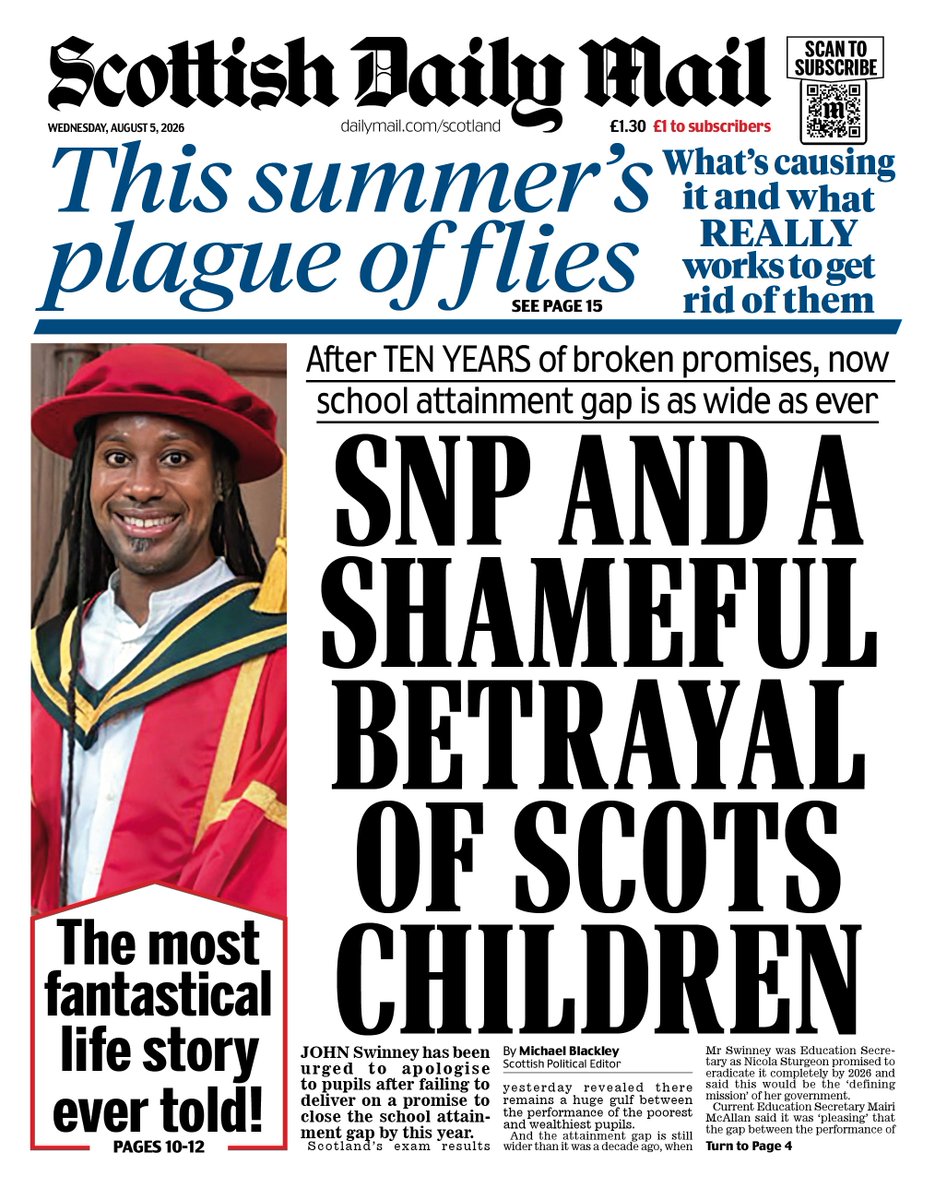 MailOnlineScot's tweet photo. 🗞️ Wednesday's Scottish Daily Mail front page: SNP and a shameful betrayal of Scots children
#TomorrowsPapersToday #scotpapers
👉 Read more on #MailOnline https://t.co/BlmCcW7Fs3 https://t.co/emRz6abyqE