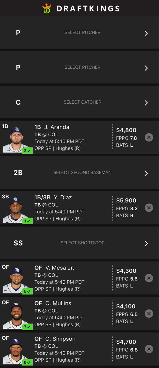 PropDfs's tweet photo. My favorite stack for today’s Turbo #Draftkings   #DFS #MLB Slate. https://t.co/octoTzbqxi