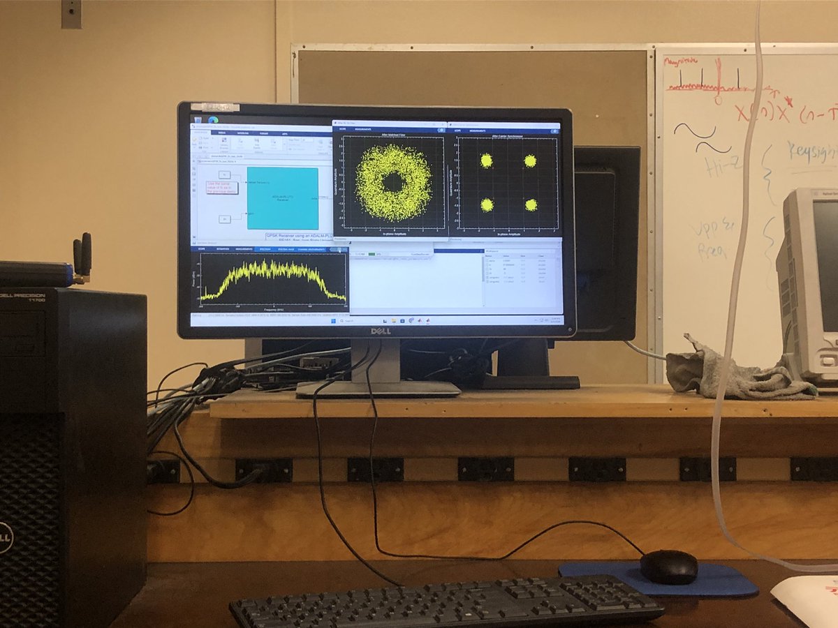 rhmza's tweet photo. QPSK wireless link was successful but not without glitches. Part of summer activities with student interns. What’s wrong with Matlab? Every new version is worse than the one before. LOL @SJSU https://t.co/ZI5lCqA24V