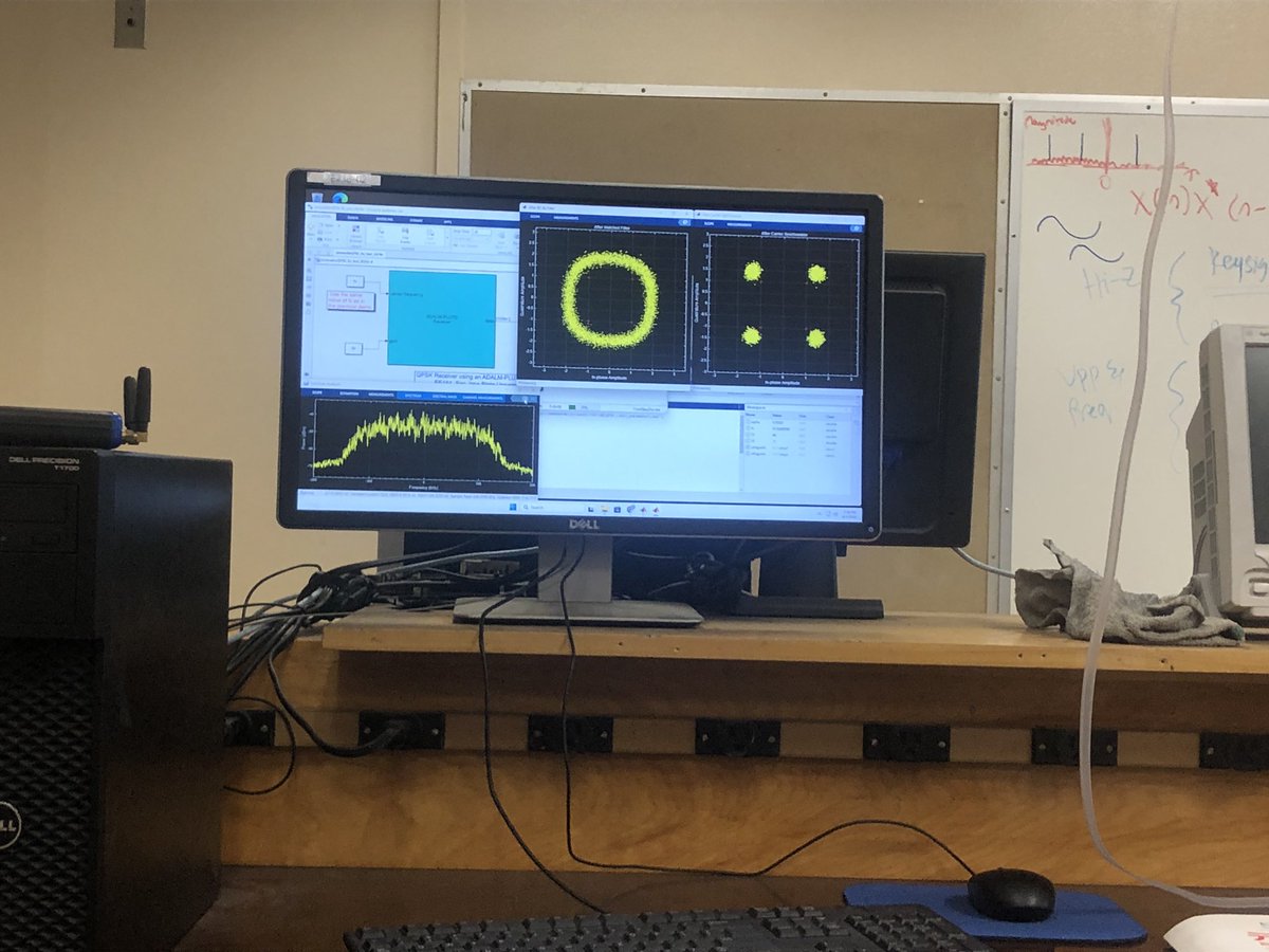 rhmza's tweet photo. QPSK wireless link was successful but not without glitches. Part of summer activities with student interns. What’s wrong with Matlab? Every new version is worse than the one before. LOL @SJSU https://t.co/ZI5lCqA24V