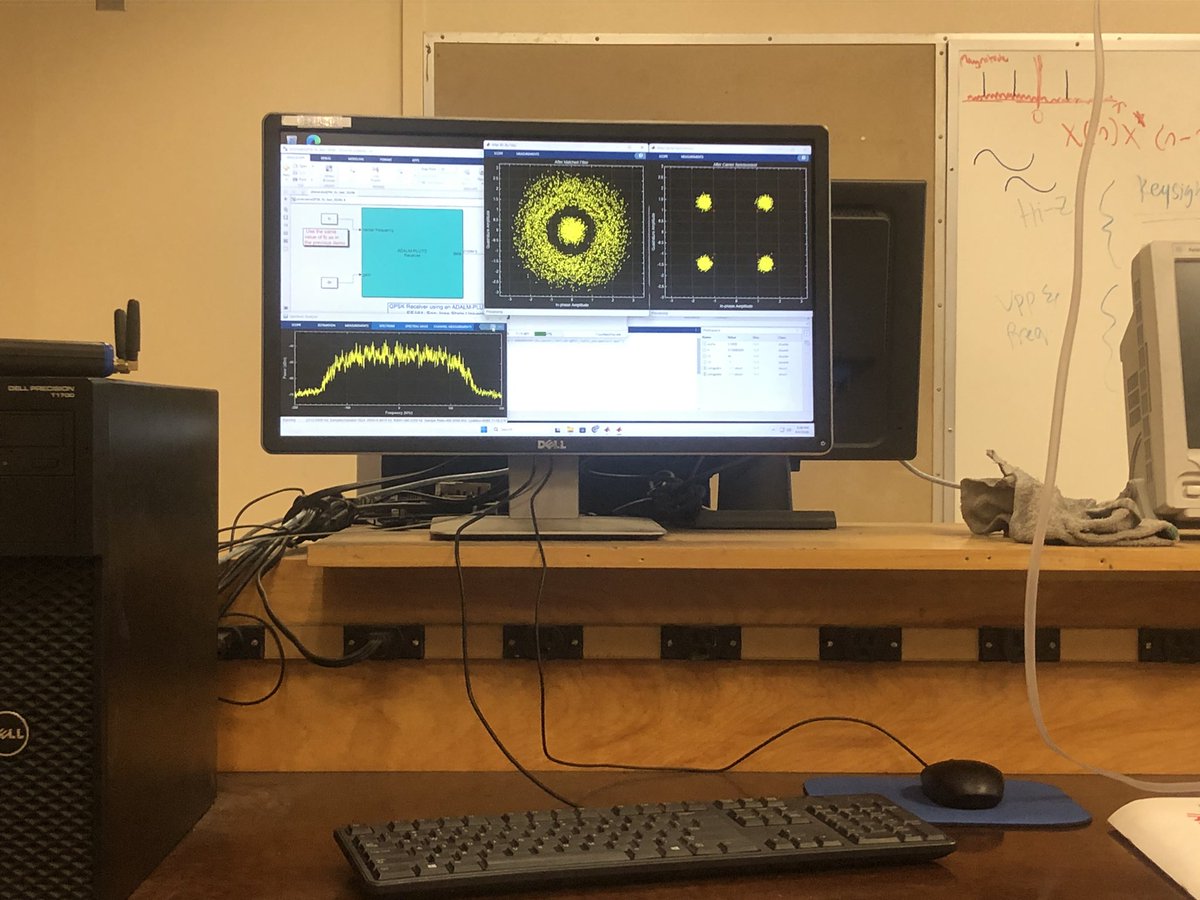 rhmza's tweet photo. QPSK wireless link was successful but not without glitches. Part of summer activities with student interns. What’s wrong with Matlab? Every new version is worse than the one before. LOL @SJSU https://t.co/ZI5lCqA24V