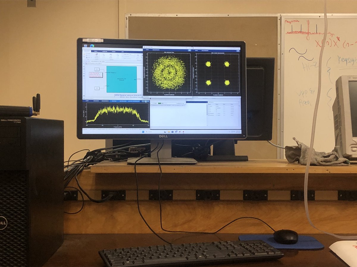 rhmza's tweet photo. QPSK wireless link was successful but not without glitches. Part of summer activities with student interns. What’s wrong with Matlab? Every new version is worse than the one before. LOL @SJSU https://t.co/ZI5lCqA24V