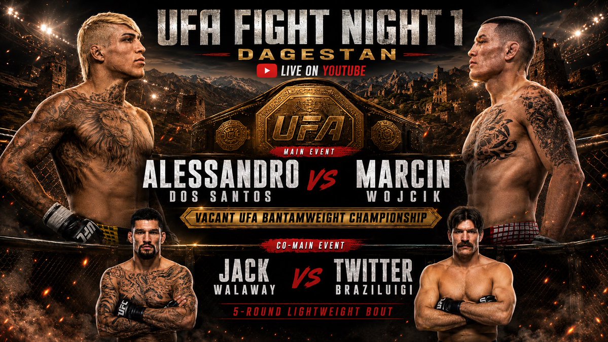 UFA_UFC_SIM's tweet photo. UFA FIGHT NIGHT DAGESTAN 
Will be live tomorrow at 5pm est or 10pm bst on @ultimatefightingagency on YouTube.
(2) @saintprius vs @tyrexyMMA (1)
(1)@WalnutMMA vs @Luigi1369420 (2) https://t.co/GMpAcNdYuk