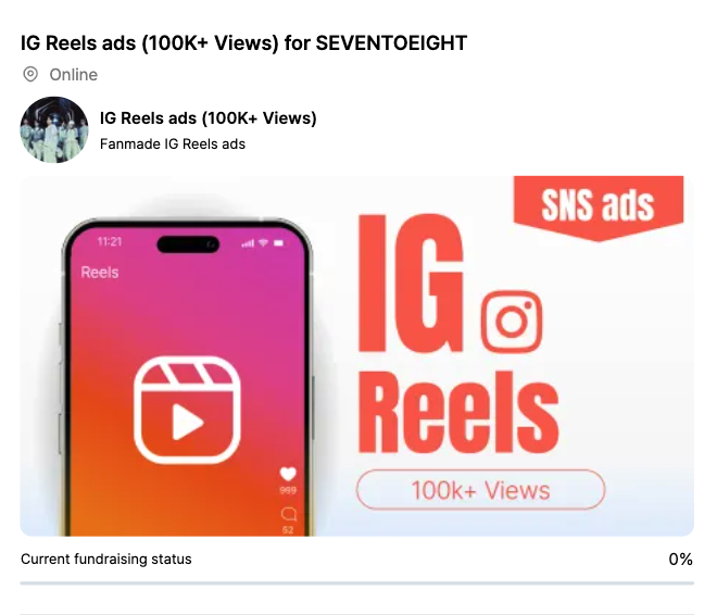 kooky__official's tweet photo. ๐ #SEVENTOEIGHT #์ธ๋ธํฌ์์ IG Reels ads Support โ Now Open!
๐https://t.co/nGCLwxTiQC
Letโs come together to make this happen! ๐
#KookyAds #KookyFunding
@Akanor_02 https://t.co/GFWHixf3U0