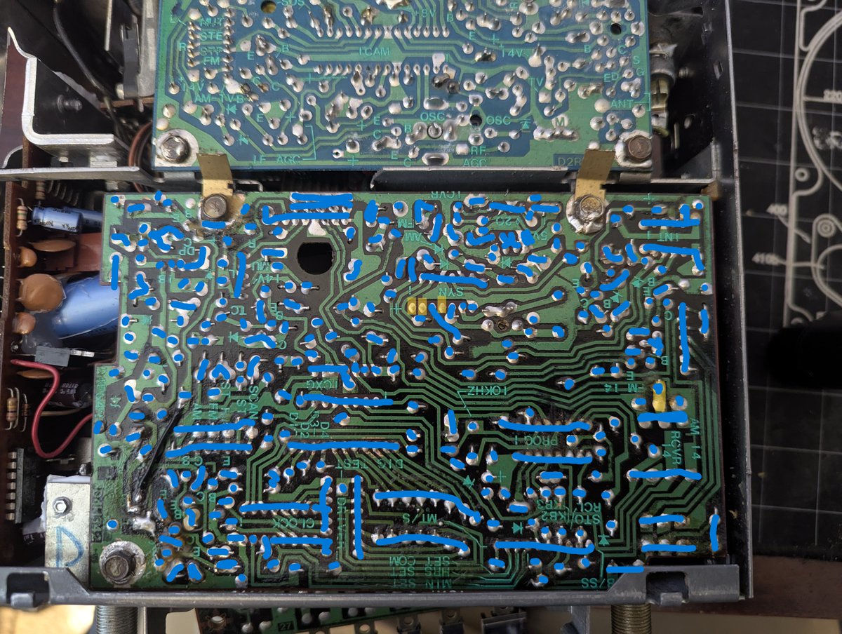 _OneCut_'s tweet photo. Little-by-little finding the problems with the C3's radio/cassette-player..
Leaky cap, corroded read head, cracked solder joints..
And the one I caused in the learning process.. a blown resister.
Hopefully, I've made my last Mouser order to get it fully functional.
Learned a LOT https://t.co/E8oHFwi98m