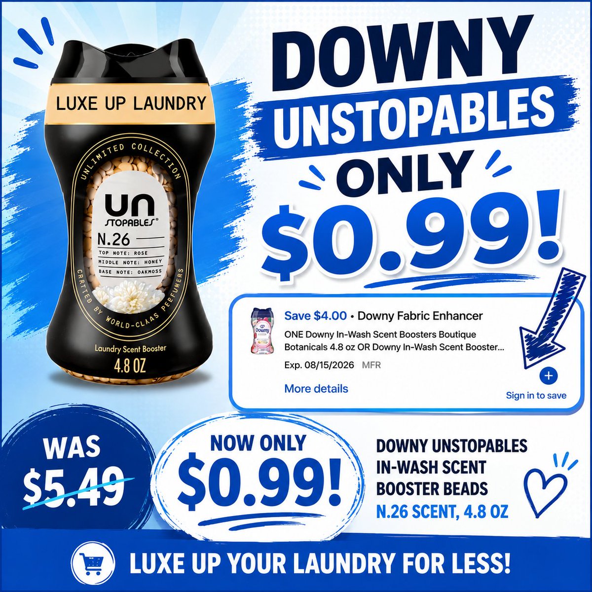 brittneys_deals's tweet photo. #CVSPARTNER #AD 
🚨 Downy Unstopables only $0.99! 🚨

Grab the 4.8 oz scent booster for just 99¢ after the $4 digital coupon—regularly $5.49! 🧺💙

Shop here: https://t.co/NlZhETU1Kn

#Downy #LaundryDeal #CouponDeal #StockUp #BritDealz https://t.co/tbPtnSg5Yp