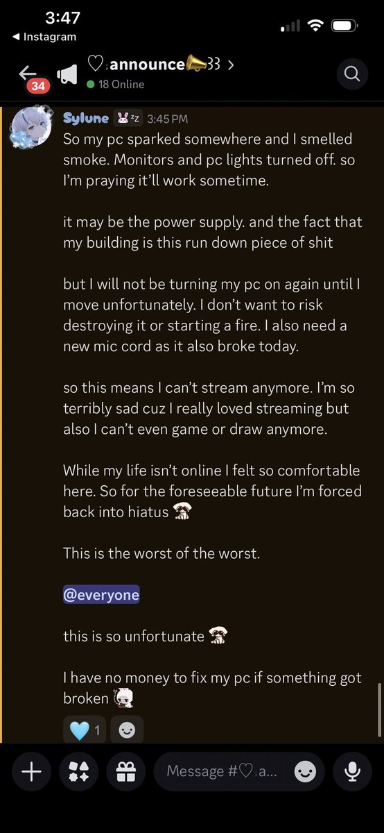 Syluune's tweet photo. Unfortunately I’m forced back into hiatus. I won’t be online either for a while. I have no idea how long 🥲 https://t.co/AcSgk2F0se