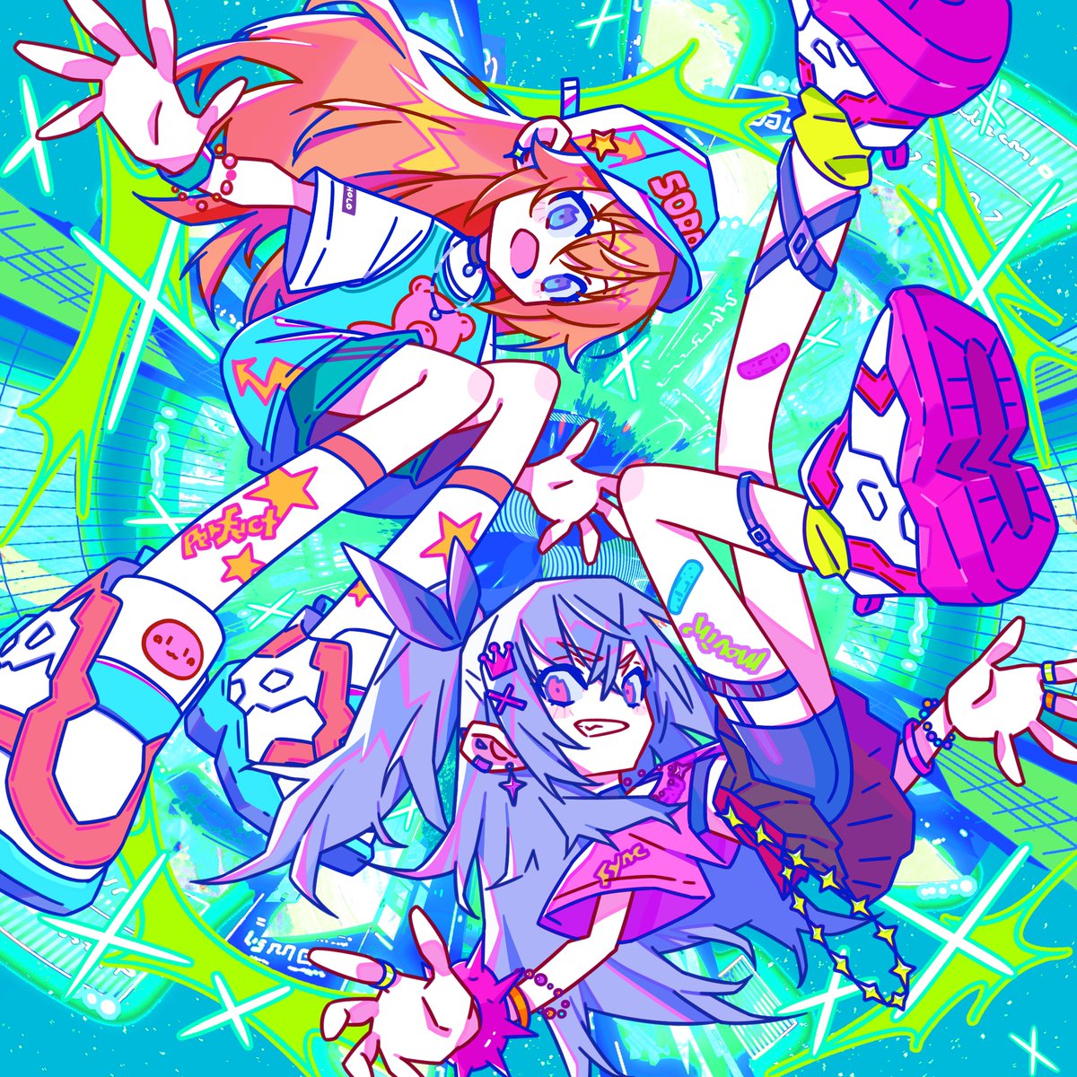 mushiki_k's tweet photo. ときのそら「キラメキMODE！feat. 響咲リオナ」 ジャケットイラスト描かせていただきました！🥳　二人の関係性が好きなので歌詞がエモくて泣けましたｗ😭
#そらリオ #全部パーフェクト #キラメキMODE https://t.co/wUCe1ujITa