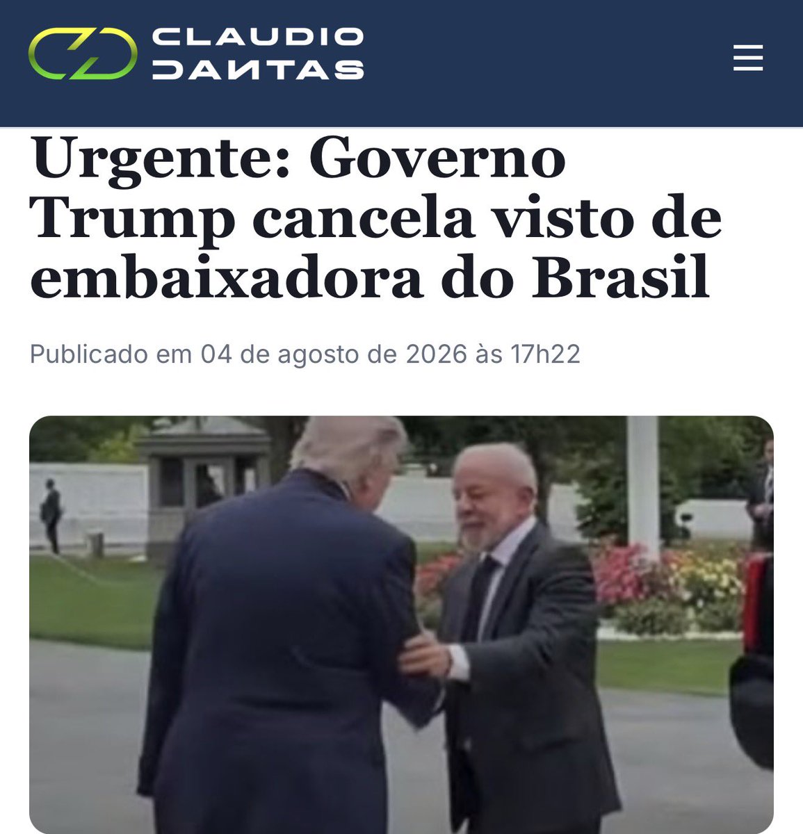 FlavioBolsonaro's tweet photo. Lamento que a incompetência e o rancor do atual governo brasileiro tenha feito mais uma vítima: nossa Embaixadora nos EUA teve seu visto CANCELADO, algo sem precedentes na História do Brasil!

Ano que vem o Brasil terá um novo Presidente da República, que defenderá os interesses da nação brasileira e voltará a ter relações respeitosas com todos os países!