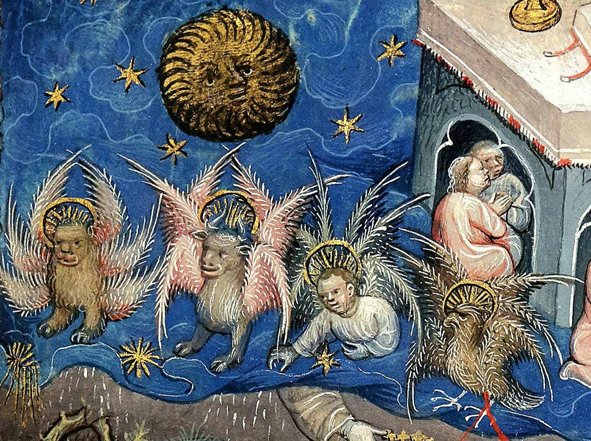 RJCrowtherJr's tweet photo. 💀🗡⚖️☣️ The Four Horsemen of the Apocalypse from the Flemish Apocalypse illuminated maniscript (c. 1400–1410). (Color restored) https://t.co/1rpt3O4WQZ