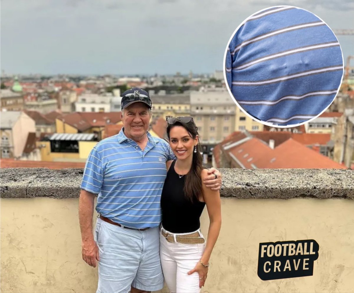 FootballCravee's tweet photo. SHOCKING: Bill Belichick appears to have received a nipple piercing after vacationing in Europe with 25-year-old girlfriend Jordon Hudson. https://t.co/yFYzFVVlem