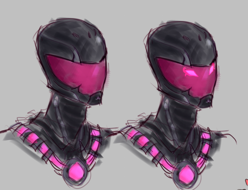 poperpear's tweet photo. these are my old doodles of mr f, i saw those bottom spikes at their visor thingy and thought oh they kinda have fangs and that eyeliner like a serpentine, so i gave them a small tail and called it a day https://t.co/cTvduytenp
