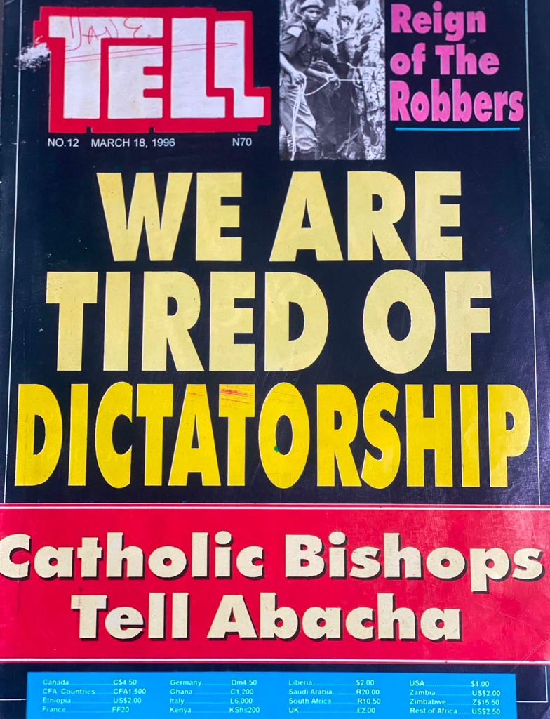 IdrisZekeriJnr's tweet photo. Before some of the intellectual lilliputians now attempting to denigrate our revered Catholic Archbishops in defence of the bunker-trapped Forger-in-Chief masquerading as an illegitimate President were even born, the Catholic Bishops were already speaking truth to power.

This is from March 1996. The Church’s prophetic voice did not begin today, and it certainly will not be silenced by hired propagandists or political opportunists.