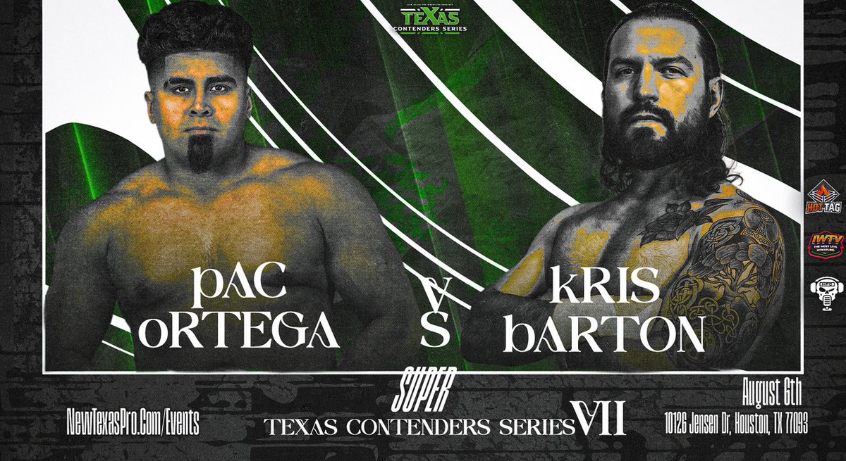 texascontenders's tweet photo. ❗️MATCH ANNOUNCEMENT❗️
Singles Match:
@PacOrtegaPro v #KrisBarton
Live on @indiewrestling & YouTube
Sponsored by @HPCBadGuys
#STCS12 • 8/6 • 7:30PM
HPA2 • Houston
🎟️: https://t.co/Bkuko8mA6b https://t.co/QINZwDQ2eM