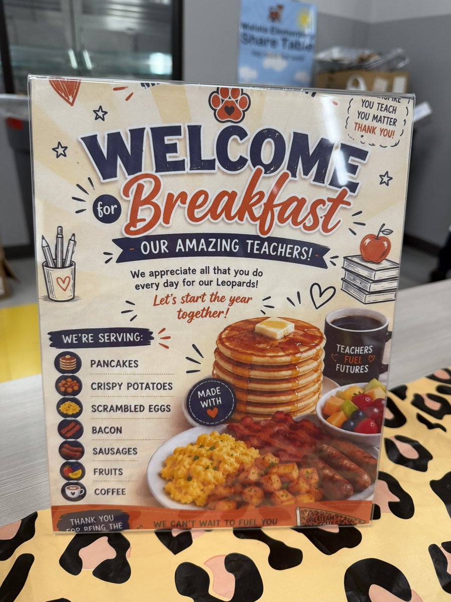 MsLeighaB's tweet photo. Breakfast to dancing to collaborating to raffle prizes...I think it's going to be a GREAT year! What do you think?😅🧡🐾 @MYE_Leopards @malalapto @FortBendISD 
#BetterStrongerTogether #LeadWithJoy https://t.co/Owq7XOucwf
