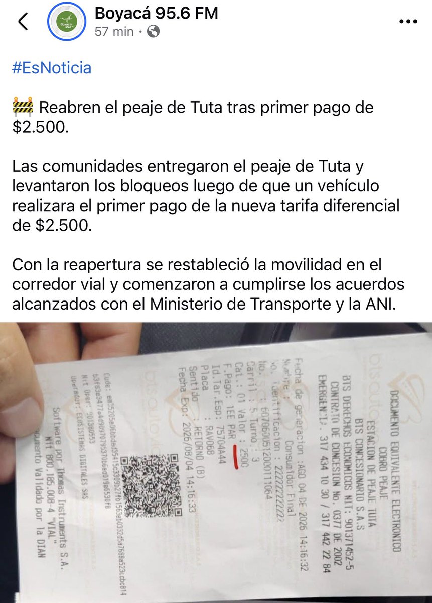 duvanquesada960's tweet photo. ¿Qué opinan los habitantes de Tibasosa, Nobsa, Sogamoso y municipios aledaños? Pagan peajes completos 🚧💸, pero la vía prometida nunca llegó. ¿Dónde está la inversión? https://t.co/vrMOgKXeJd