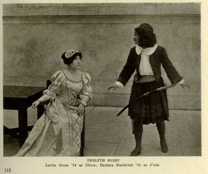 CalBearsHistory's tweet photo. Barbara Nachtrieb also found time for fun at Cal. A member of the Mask &amp; Gavel drama club, she starred in many plays. Below: as Viola (R) in "Twelfth Night" at the Greek Theatre; in "Captain Jenks of the Horse Marines;" and a review of her good performance in a bad "Robin Hood." https://t.co/lMDDrmxOau
