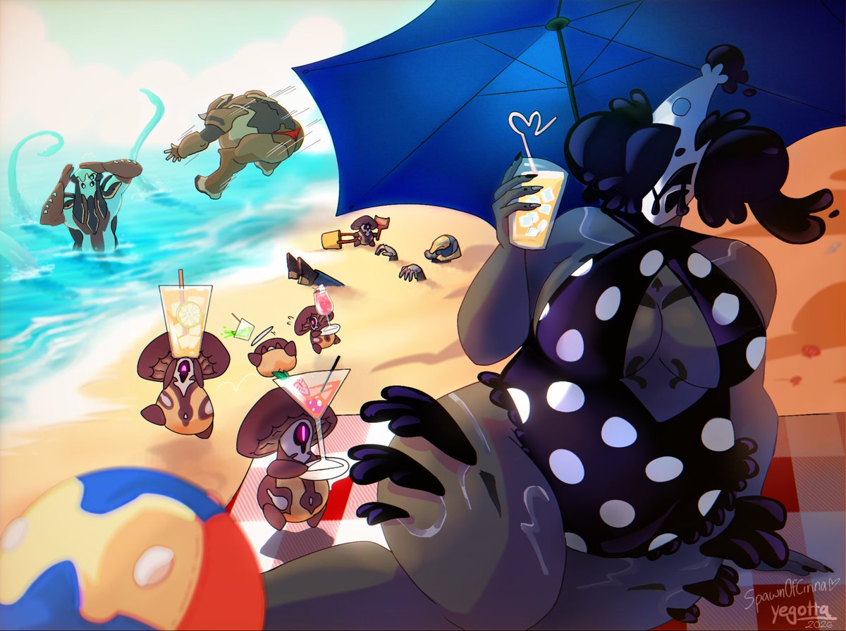 SpawnOfCinna's tweet photo. Dog Days with Follie and friends ☀️

Collab with @vanaphoo My amazing friend!

/ They drew grendel/gauss and did a amazing job touching up and fixing the lighting.
Follie/hydroid/sprodlings and the background were done by me /

#warframefanart #tennocreate #warframe https://t.co/IMLnZCyYXT