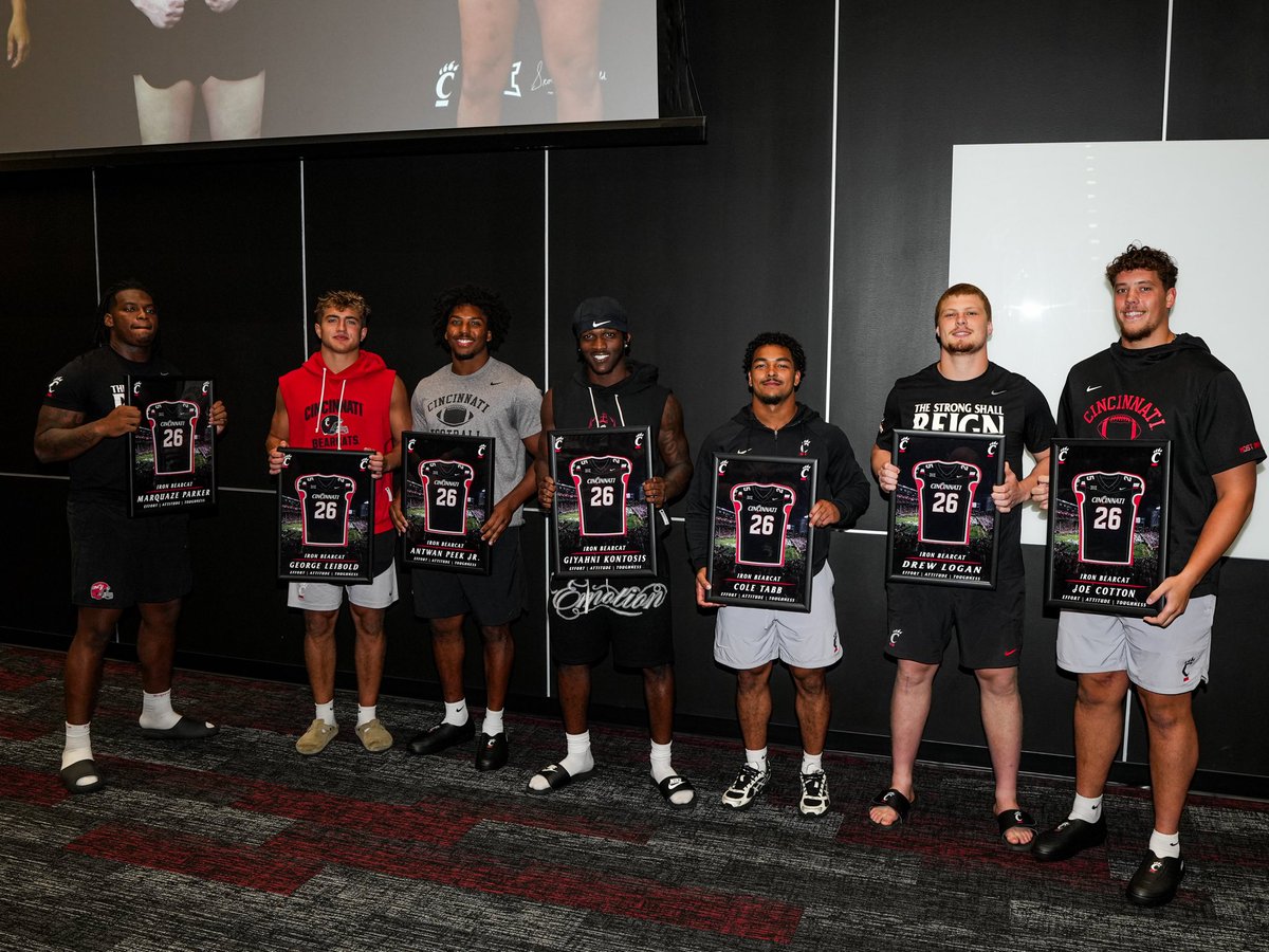 GoBearcatsFB's tweet photo. Your 2026 Summer Iron Bearcats

Antwan Peek Jr.
Geo Kontosis
George Leibold
Cole Tabb
Drew Logan
Marquaze Parker
Joe Cotton

#TheStrongShallReign https://t.co/1ZjT9Upqwg