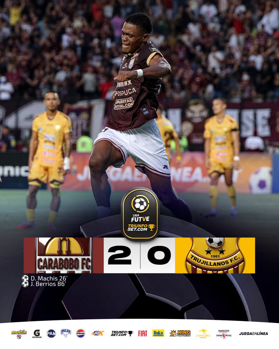 LigaFUTVE's tweet photo. 😮‍💨 • En una tarde de asedio total por parte del ataque granate, @Carabobo_FC amarra los tres puntos ante su gente

⚽️ • Darwin Machís marcó su primer gol con la camisa del grana

#LigaFUTVETriunfobet https://t.co/OTFg9xLQTp