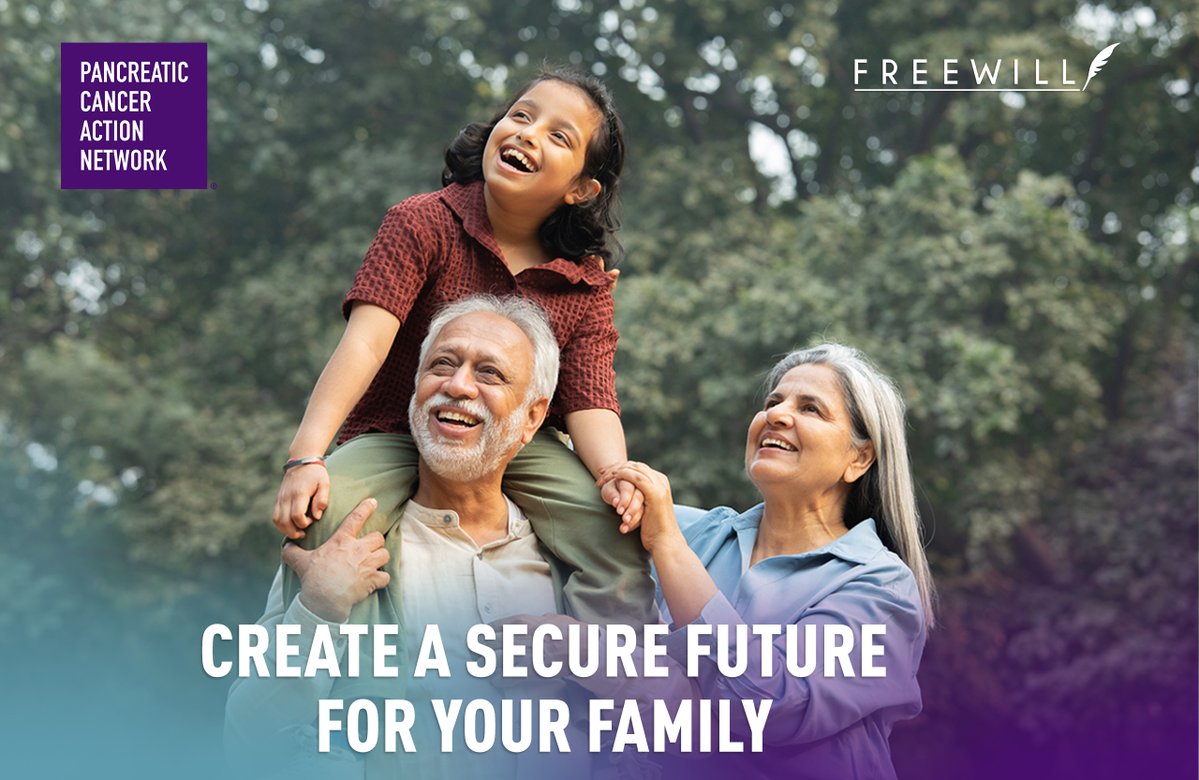 PanCAN's tweet photo. Planning for the future is one of the most meaningful gifts you can give your loved ones. 💜

During National Make-A-Will Month this August, we're proud to partner with FreeWill to offer a free, easy-to-use estate planning tool that helps you create your will and other essential documents at no cost.

If you choose, you can also include PanCAN in your estate plans to help fuel groundbreaking research, support patients and families and create a better future for everyone affected by #pancreaticcancer.

Your future, and your legacy, can make a lasting difference. Start planning today at 🔗 https://t.co/LxYBiGVnf9.