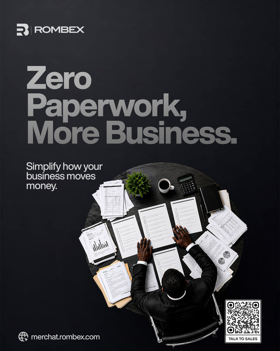 RombexApp's tweet photo. Spend less time managing paperwork and more time growing your business.

Simplify how your business moves money with smarter financial solutions from Rombex Business.

👉 Ready to reduce financial complexity? Talk to Sales today or visit https://t.co/IqOb6CykWy. https://t.co/h09GtWI0G5