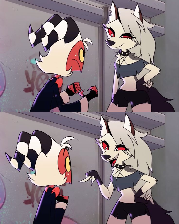 EmmaCarterb2k's tweet photo. Loona staring down Moxxie  facing off
#Loona #Moxxie #HelluvaBoss https://t.co/4q3vd0nnJQ