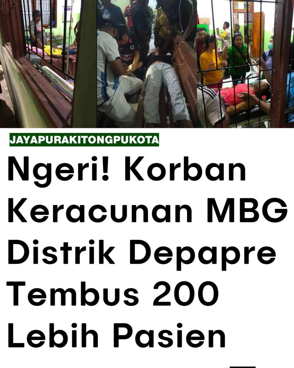 Naandaa27's tweet photo. NGERI !
Korban keracunan di distrik Depapre, Jayapura tembus 200an anak. Blm ada keterangan resmi pihak SPPG mana yg hrs bertanggung jawab !!

Pagii LPDP https://t.co/YfA2tcaDjc